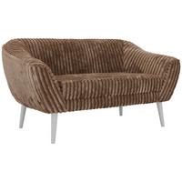 2-SITZER-SOFA PIRS - Braun Cord - Weiße Beine - Braun/Weiß, Holzwerkstoff/Textil (140/75/74cm) - MKS