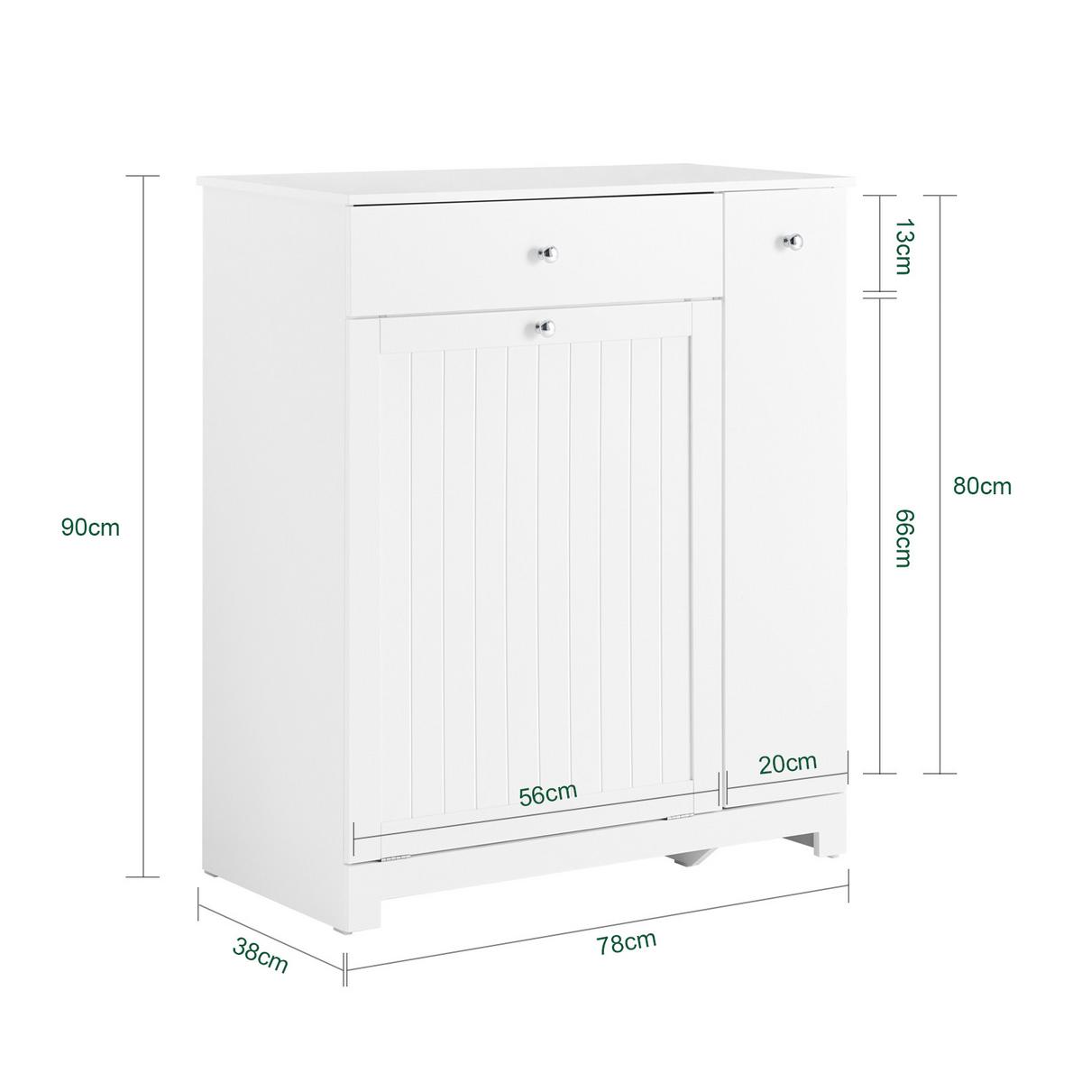 WÄSCHESCHRANK, Badschrank mit 2 Wäschesäcken, 78x38x90cm - Weiß, Holzwerkstoff (78/90/38cm) - SoBuy
