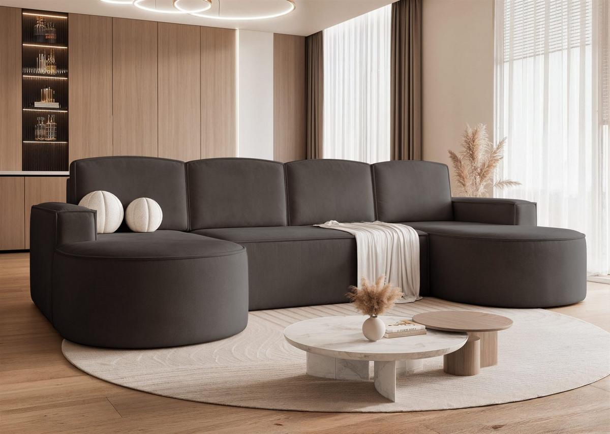 WOHNLANDSCHAFT Arlet Schlaffunktion - Dunkelgrau, Holzwerkstoff/Textil (316/88/157cm) - Fun Möbel