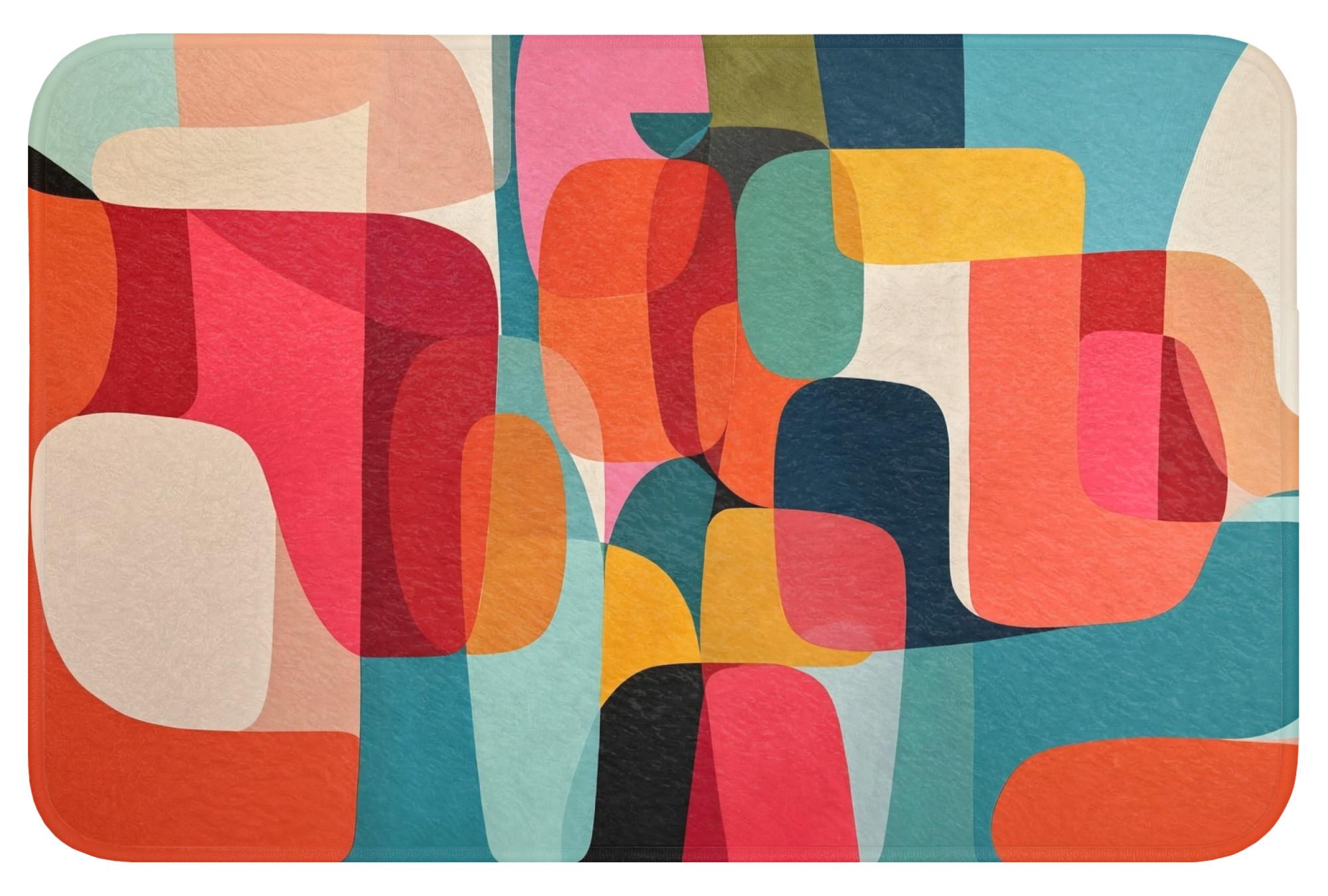 BADEMATTE Formen - Bunt - Abstrakt - Flugzeuge Rutschfest 60x40 cm - Multicolor, Textil (60/40cm) - OnlyWow