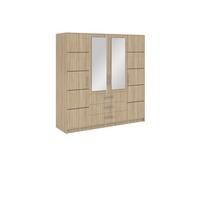 DREHTÜRENSCHRANK ELISE 196/200/57,5 cm 4-türig mit Spiegel Sonoma Eiche - Sonoma Eiche, Holzwerkstoff (196/200/57.5cm) - MASSENO