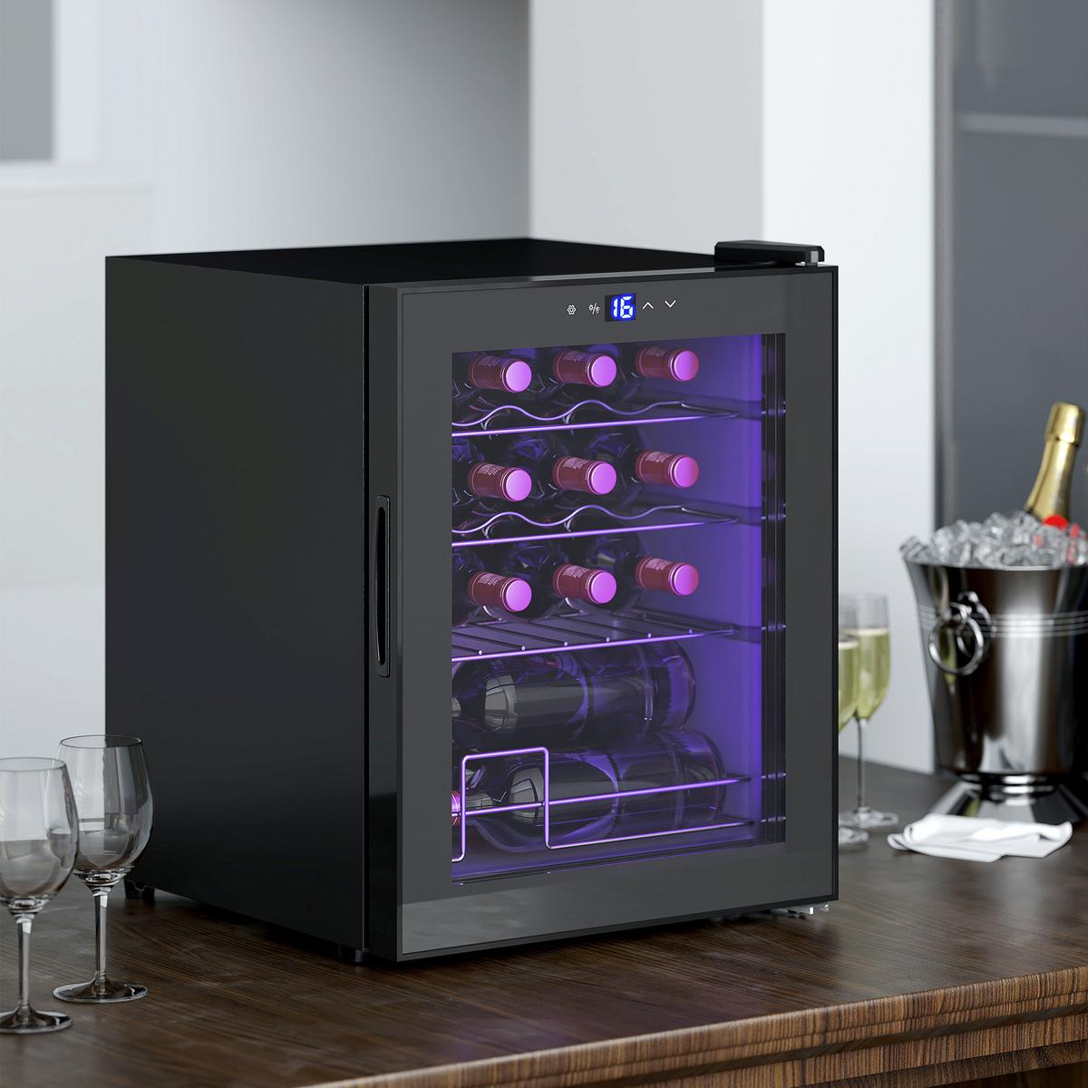 WEINKÜHLSCHRANK 43/45/56.50 cm Schwarz - Schwarz, Metall (45/56.5/43cm) - HOMCOM