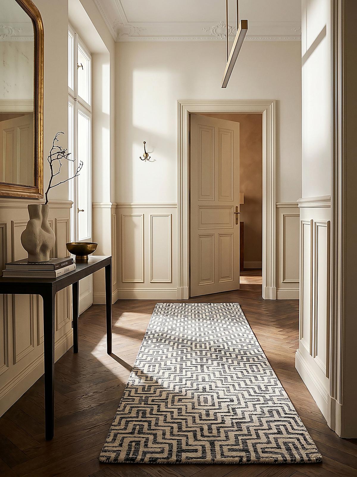 TEPPICH ARLEN, geometrisch, Grau, 80 x 300 cm - Grau, Textil (300/80cm) - KADIMA DESIGN