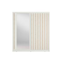 SCHWEBETÜRENSCHRANK VEYDAR 205/215/62cm 2-türig mit Spiegel Weiß - Weiß, Holzwerkstoff (205/215/62cm) - MASSENO
