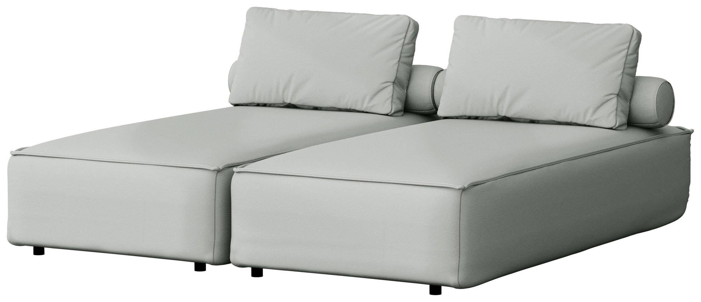 GARTENLIEGE Lorento 2er-Set Outdoor Polster-Doppelliege, Hellgrau Kunstleder 184/73/195 cm - Hellgrau, Textil (92/73/195cm) - WFL GROUP