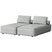 GARTENLIEGE Lorento 2er-Set Outdoor Polster-Doppelliege, Hellgrau Kunstleder 184/73/195 cm - Hellgrau, Textil (92/73/195cm) - WFL GROUP