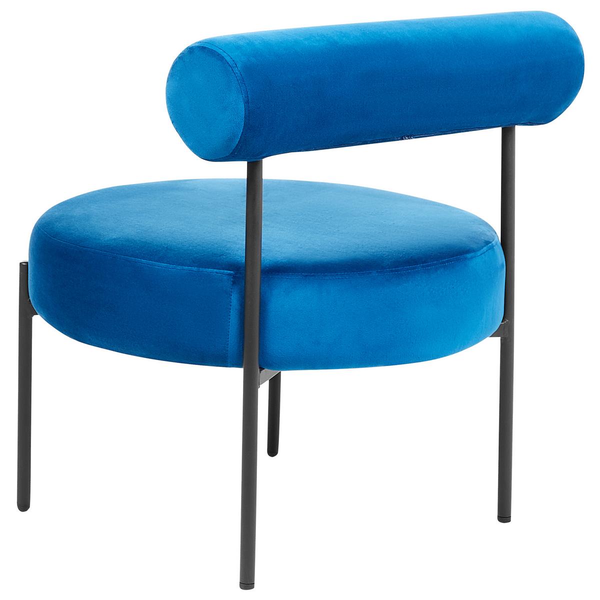 SESSEL Samtstoff Blau Alpha - Blau, Textil/Metall (60/66/60cm) - Beliani