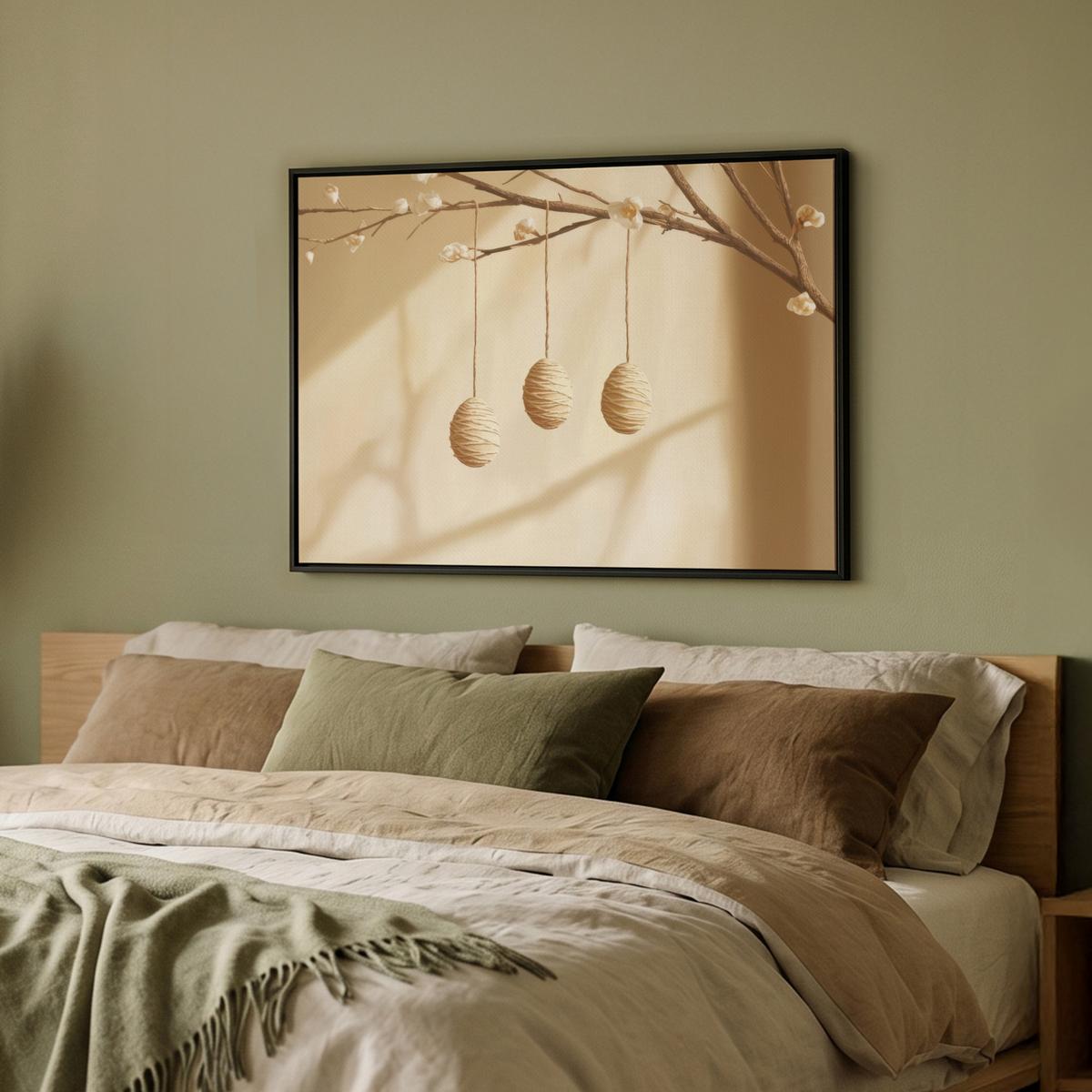 LEINWAND Bilder mit Rahmen - Beige - Osterkuchen - Eier - 70x50 - Beige, Textil (70/50cm) - MuchoWow