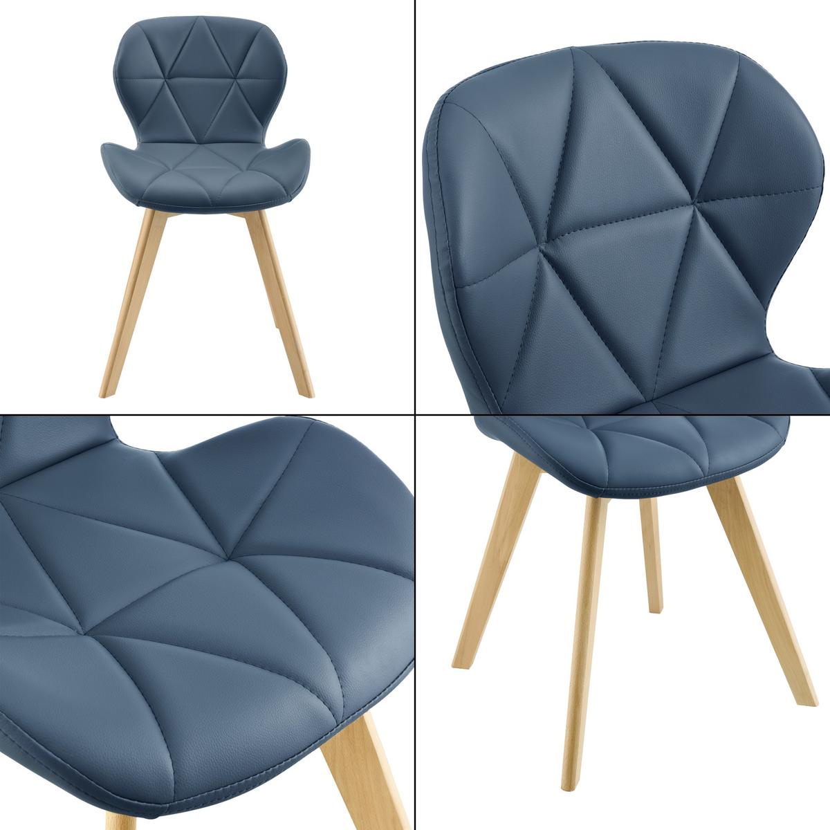 ESSZIMMERSTUHL-SET 2 TLG. Älmhult - Blau, Leder (47/78/52cm) - [en.casa]