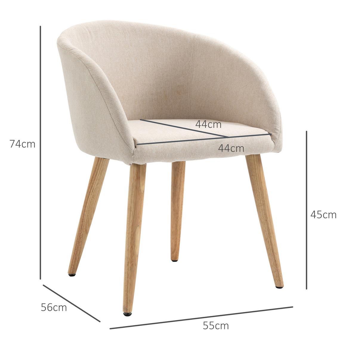 ESSSTÜHLE 2er Set Polyester Metall Beige - Beige/Naturfarben, Holz/Textil (55/74/56cm) - HOMCOM