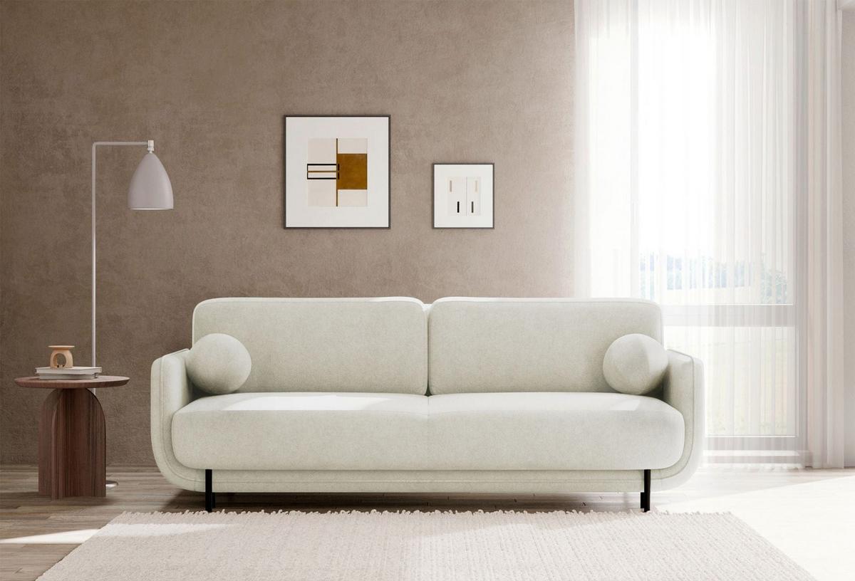 SCHLAFSOFA Ovals Creme - Creme/Schwarz, Textil/Metall (236/95/96cm) - Selsey
