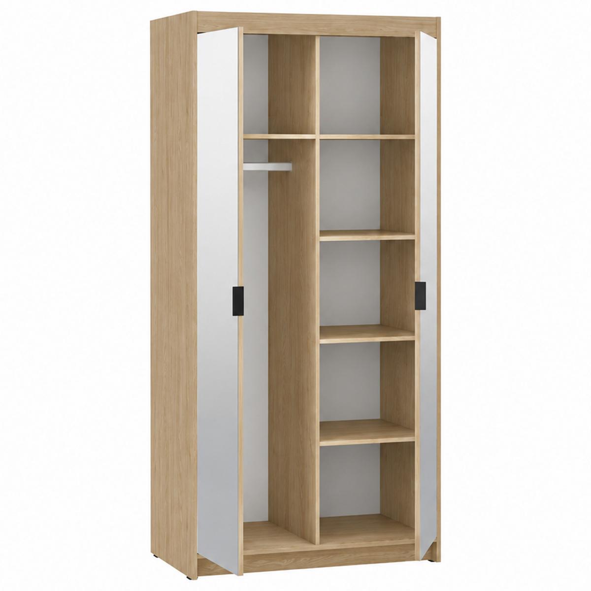 DREHTÜRENSCHRANK Elena mit 2 Türen und 2 Spiegel, 90 cm, Eiche Geölt - Eichefarben, Holzwerkstoff (90/190/53cm) - Beautysofa