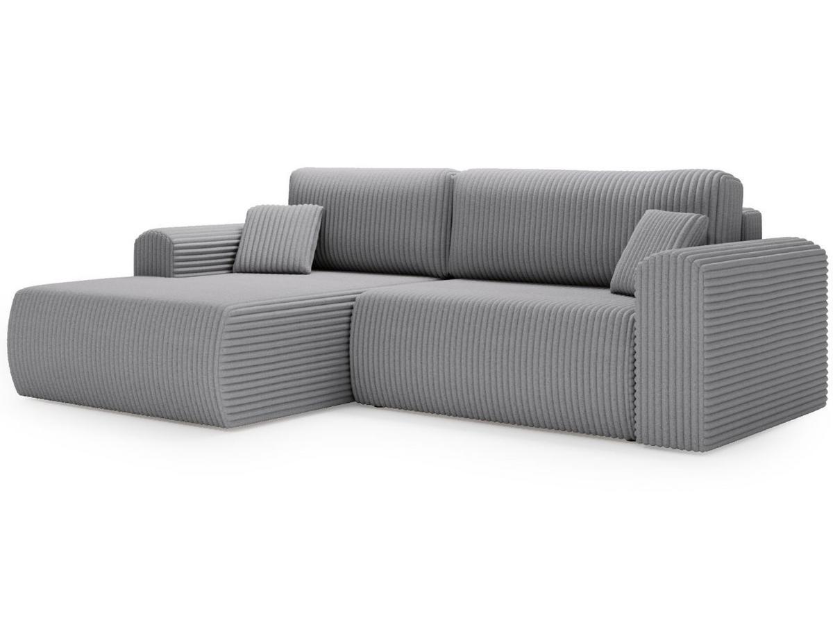 ECKSOFA Belvio Hellgrau Links - Hellgrau/Schwarz, Holz/Textil (257/177cm) - Graingold