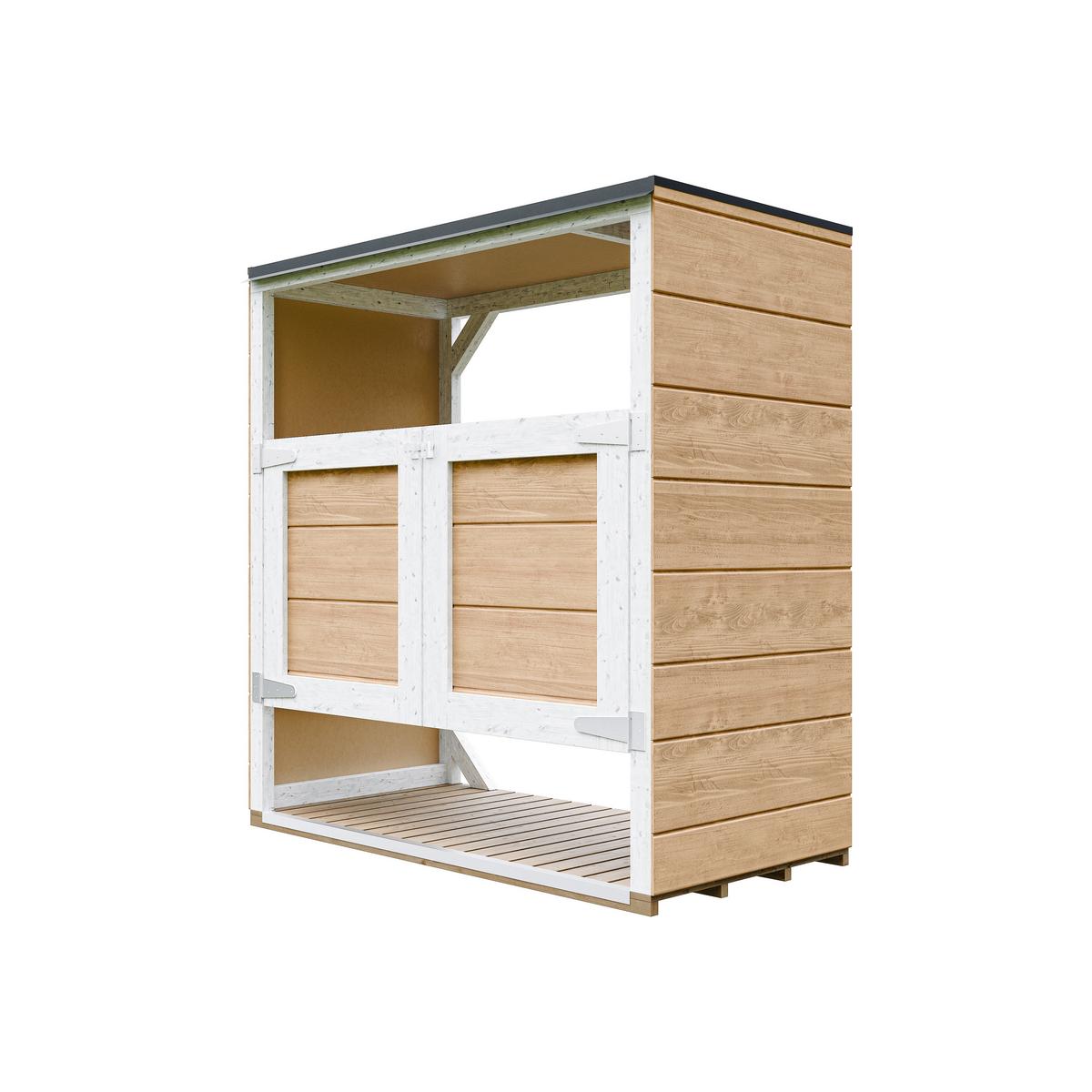 MÜLLTONNENBOX 2er 240L, M980A-HARVEST HONEY, aus wetterfestem LP Smartside Holz - Honig, Holz (153/159/75cm) - Timbela