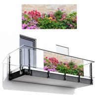 BALKON-SICHTSCHUTZ Blumen - Pflanzen - Blätter - Steine Witterungsbeständig 200x90 cm - Pink, Kunststoff (200/90cm) - MuchoWow