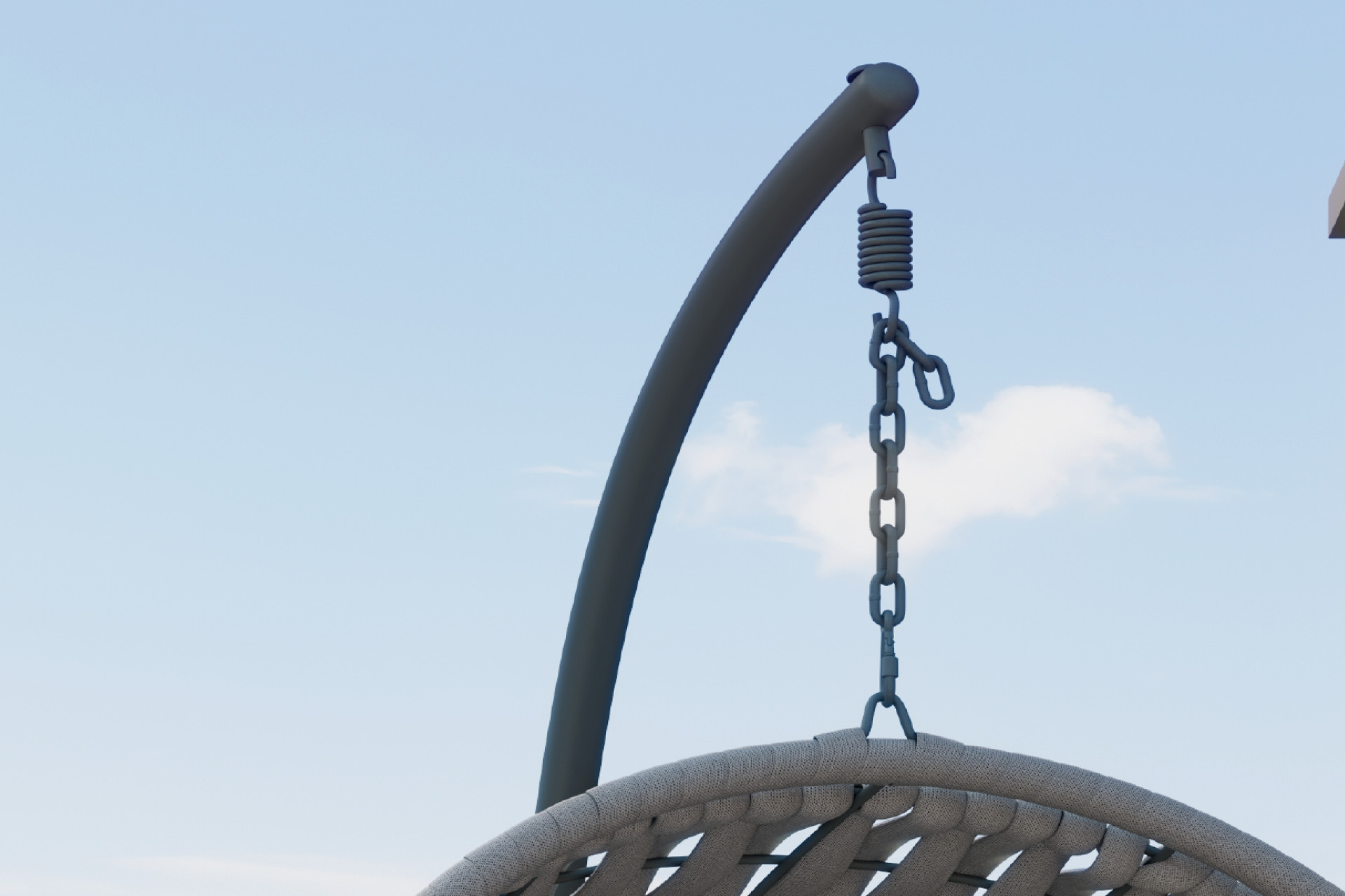 Hängesessel Gestell Stahl pulverbeschichtet Hellgrau wetterfest UV-beständig Hängevorrichtung