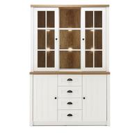 BUFFETSCHRANK weiß Pinie, Eiche hell Landhaus, Buffet 130 x 198 cm - Eichefarben/Schwarz, Holzwerkstoff/Metall (130/198/43cm) - Furn.Design