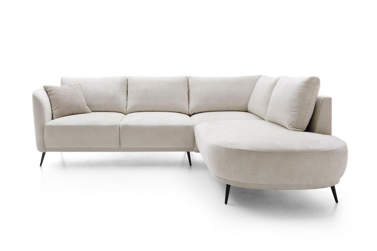 ECKSOFA ALPI Creme Chenille mit Schlaffunktion - Creme, Holz (262/220cm) - MASSENO