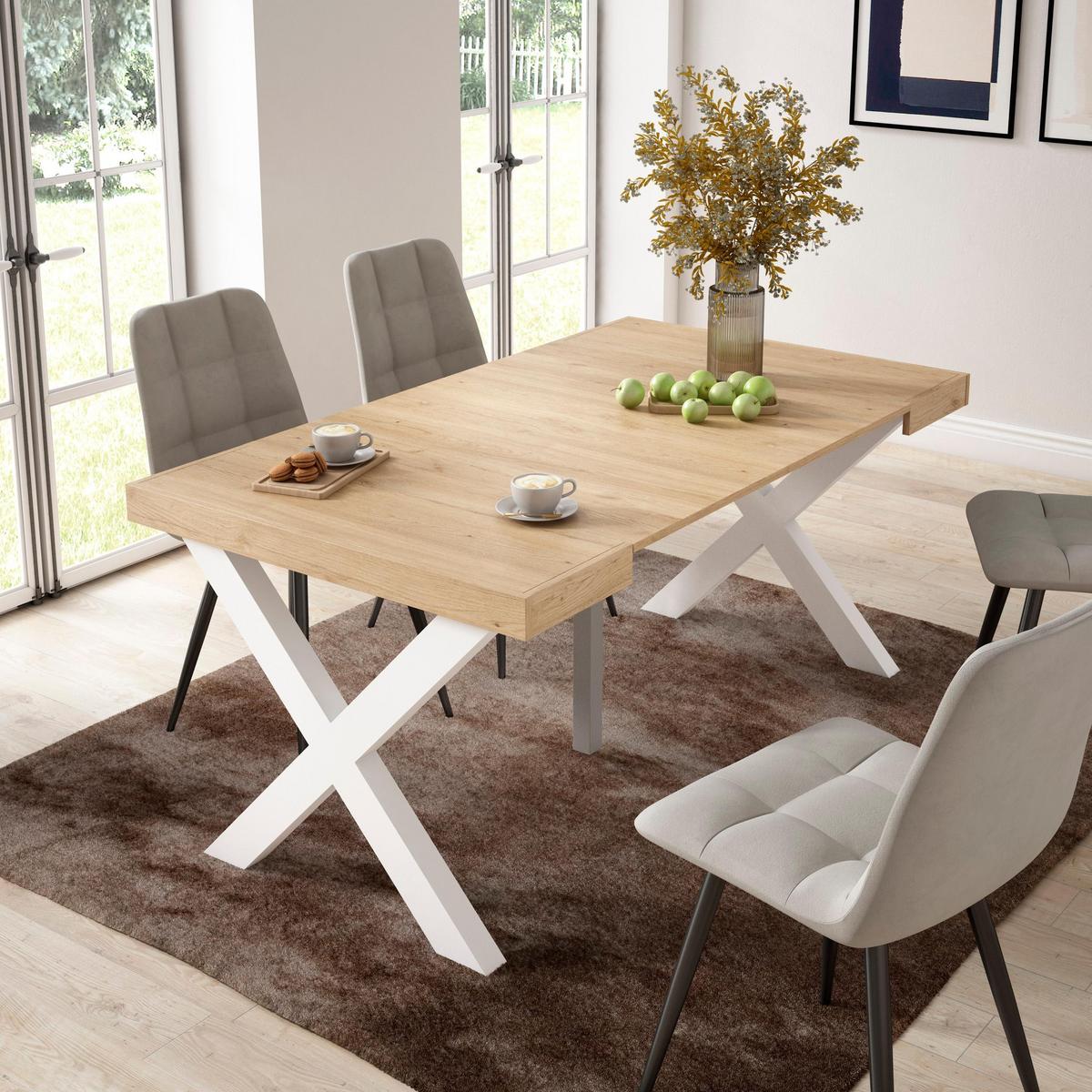 KONSOLENTISCH ausziehbar 58 bis 160cm, für 8 Gäste, eiche, 90/58/73cm - Eichefarben, Holzwerkstoff (90/160/73cm) - Skraut Home
