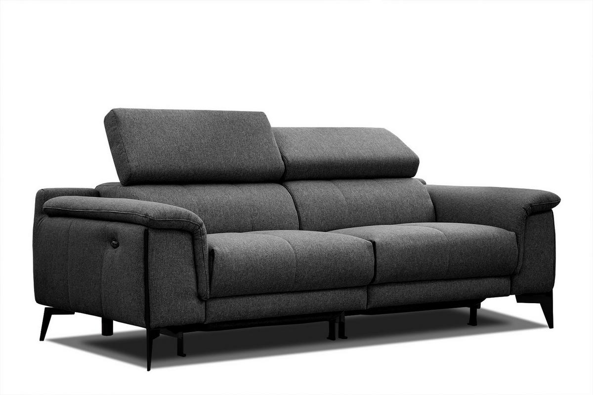 RELAXSOFA MATERA 3-Sitzer mit 2 Relaxfunktionen, schwarz - Schwarz, Holzwerkstoff/Textil (212/82/103cm) - Wozimo