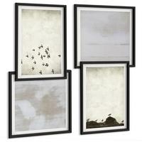 BILDER SET 4er Set - 50x50 cm & 40x60 cm Schwarzer Rahmen - Minimalistische Vögel im Flug - Schwarz, Kunststoff (50/50cm) - TULUP