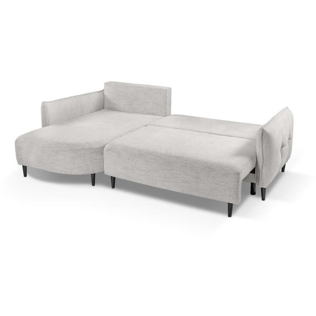 ECKSCHLAFSOFA Sycylia links beige - Beige/Schwarz, Textil (244/165cm) - Beautysofa