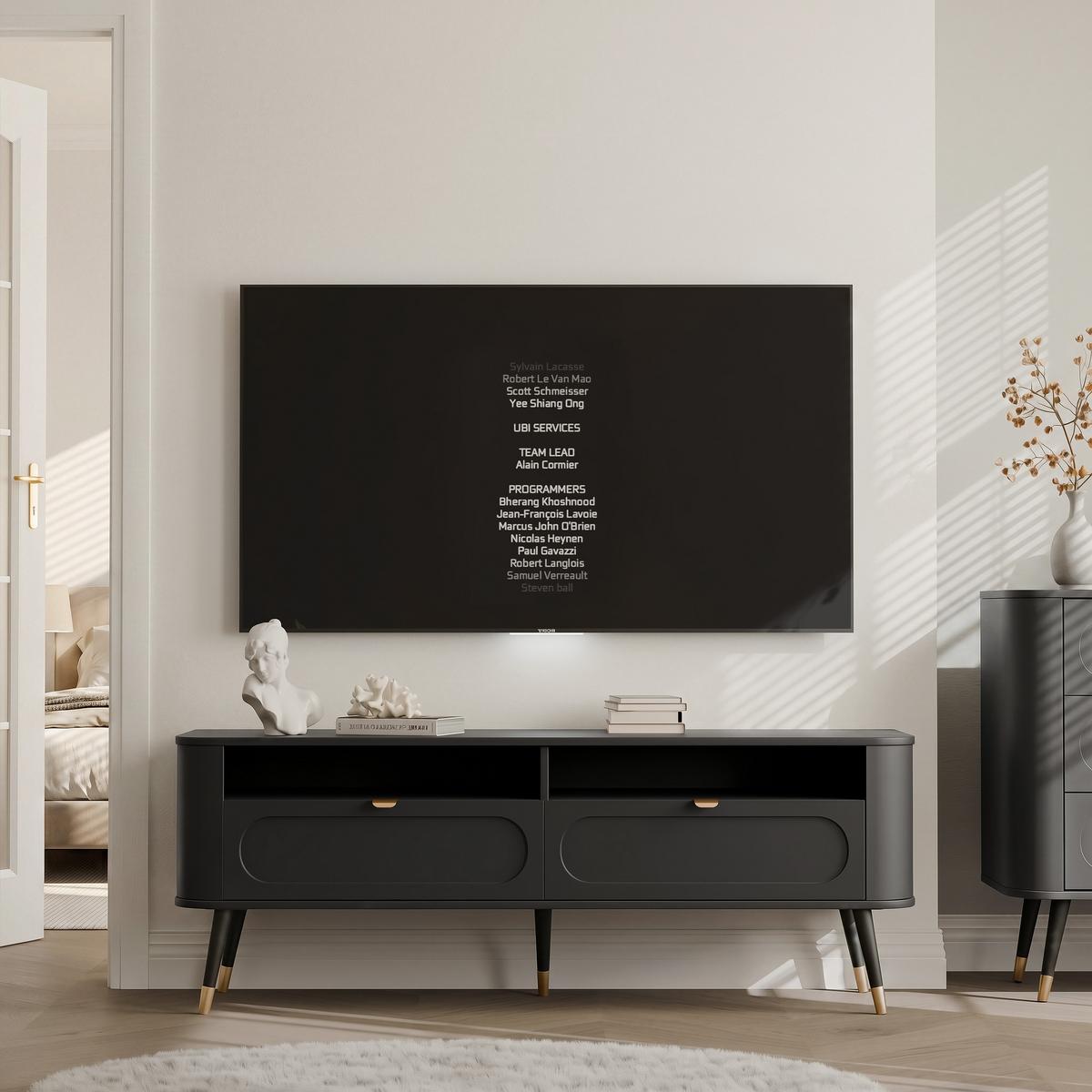 TV-LOWBOARD NOIR stehend, 138 cm Schwarz - Goldfarben/Schwarz, Holzwerkstoff/Metall (138.2/52.6/40cm) - Idohome