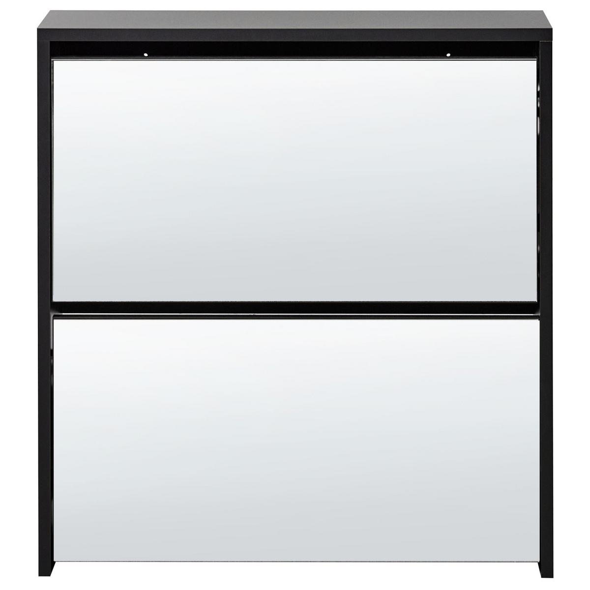 SCHUHSCHRANK mit Stauraum Schwarz Midfield - Silberfarben/Schwarz, Holzwerkstoff (63/67/17cm) - Beliani