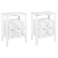 NACHTTISCH 2er-Set Weiß - Weiß, Holzwerkstoff (35/48/62cm) - Beliani
