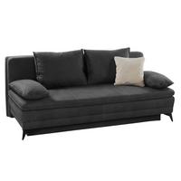 DAUER-SCHLAFSOFA Wellenunterfederung integr.Topper Bettkasten B202/T105/H90 cm, Liegefläche 158x199 cm, Mikrofaser Anthrazit / 15159 - Anthrazit/Schwarz, Textil/Metall (202/90/105cm) - luma-home