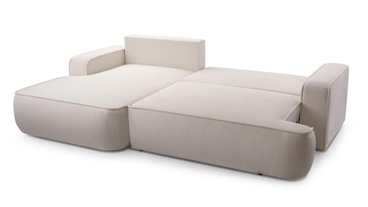 ECKSOFA L Form Ablia Creme 267/168/87 cm mit Schlaffunktion L - Creme/Schwarz, Kunststoff/Textil (168/267cm) - AX Living
