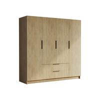 KLEIDERSCHRANK Sofia I - Eichefarben/Schwarz, Holzwerkstoff/Kunststoff (200/216/60cm) - MIRJAN24