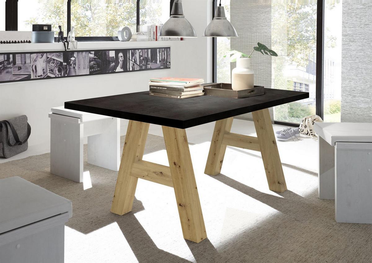 ESSZIMMERTISCH Elia 2 200 x 100 x 75 Esstisch Asteiche/Schwarzstahl - Schwarz, Holz (200/100/75cm) - 58aufmkessel