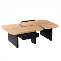 COUCHTISCH holzoptik led 2in1 schubladen - Naturfarben, Holzwerkstoff (60/135/44.5cm) - Urban Meuble