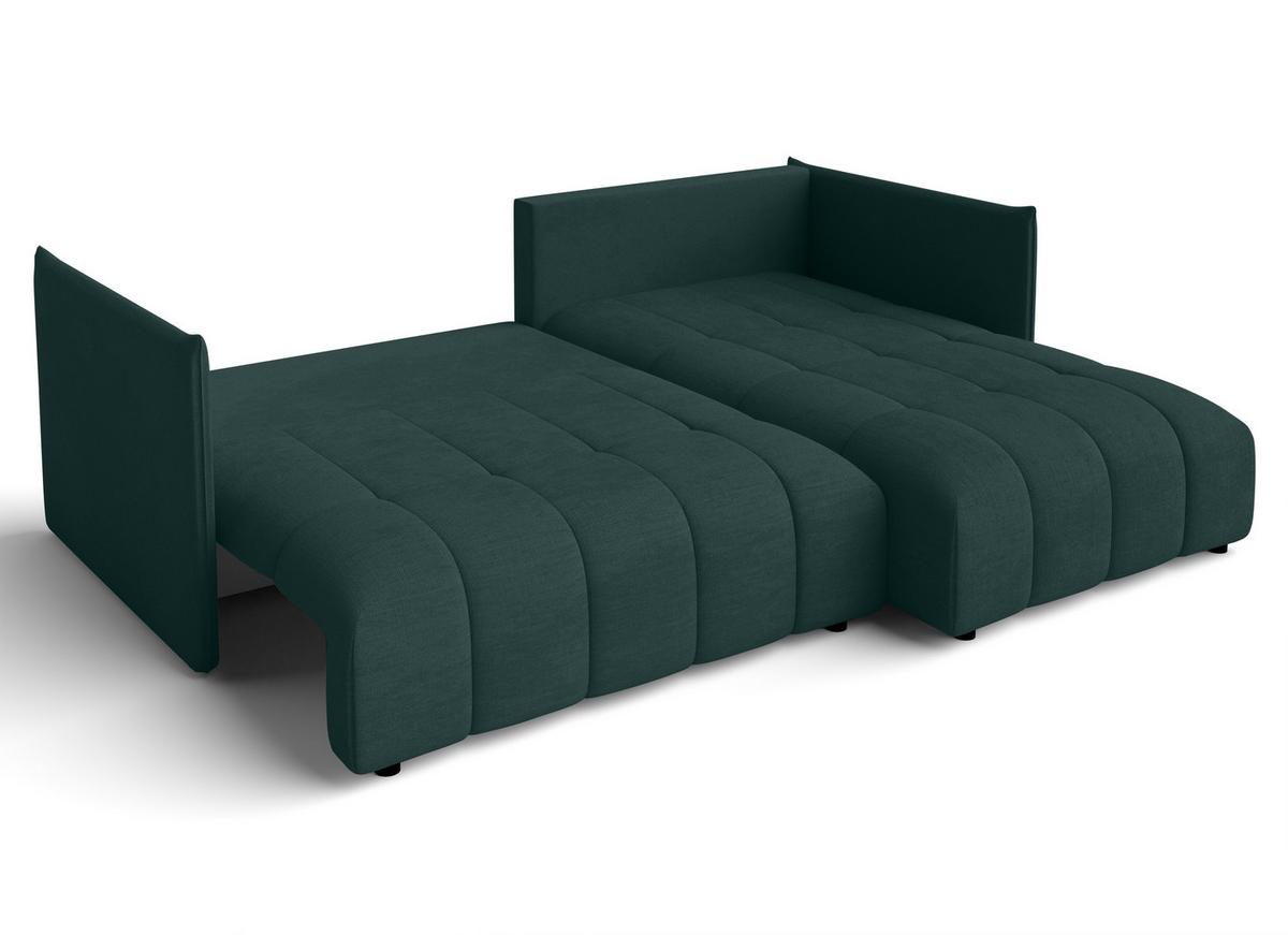 ECKSOFA L Form Cosmova Grün 248/180/83 cm mit Schlaffunktion - Schwarz/Grün, Kunststoff/Textil (248/180cm) - AX Living
