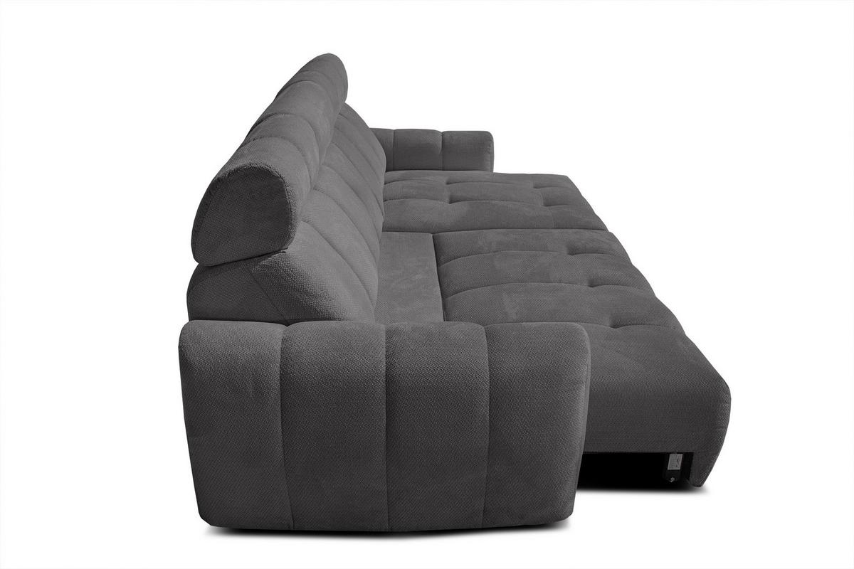 ECKSOFA KIMI 3-Sitzer, ausziehbarer Sitz, verstellbare Kopfstützen, dunkelgrau - Anthrazit/Schwarz, Holzwerkstoff/Textil (270/160cm) - Wozimo