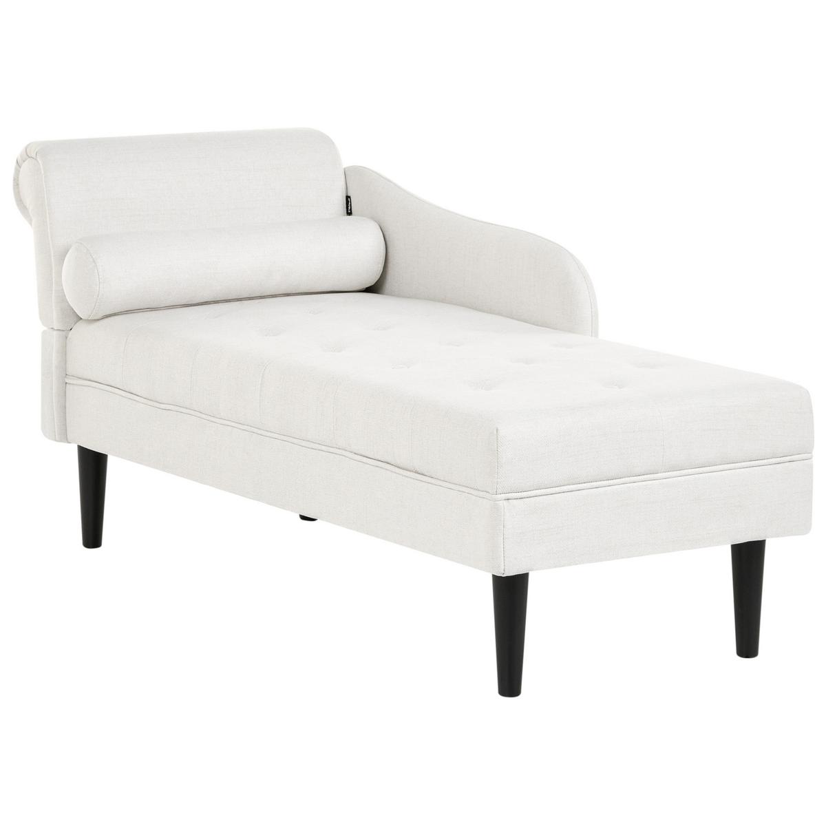 CHAISELONGUE-LINKSSEITIGE Stoff Cremeweiß Yvoire - Creme/Schwarz, Textil (68/72/151cm) - Beliani