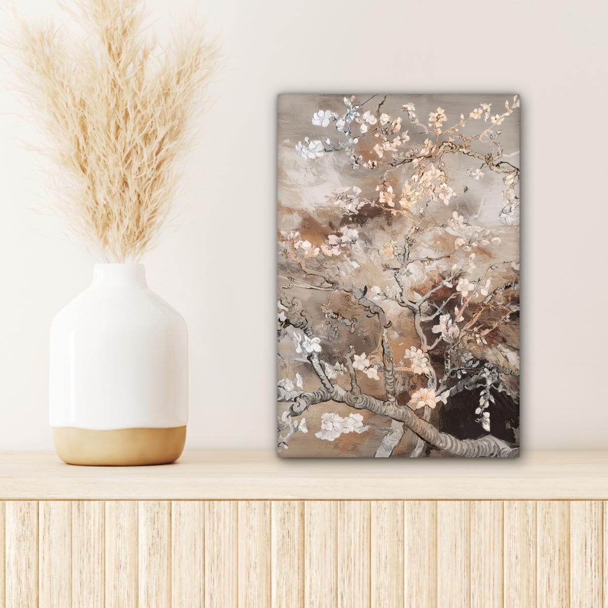 LEINWANDBILD Mandelblüte - Kunst - Van Gogh - Beige - Abstrakt Deko Wohnzimmer 20x30 cm - Braun, Textil (20/30cm) - MuchoWow