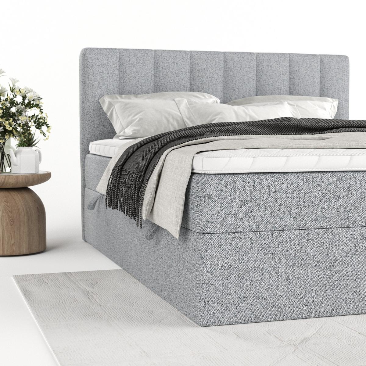 BOXBETT Bari 140/200 cm Grau im Riva Stoff - Grau, Holz/Holzwerkstoff (140/200cm) - AltaBeds