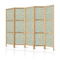 PARAVENT Japanischer 5-tlg 225x172 cm Buntes Tiermuster - Multicolor, Holz/Textil (225/172/3cm) - Muralo