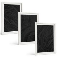 BILDER SET 3er Set - 40x60 cm Weißer Rahmen - Dunkler Marmor, elegante Texturen - Weiß, Kunststoff (40/60cm) - TULUP