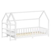 KINDERBETT 90x200 cm mit Rausfallschutz & Regal Weiß aus Kiefernholz - Weiß, Holz (90/200cm) - ML-DESIGN
