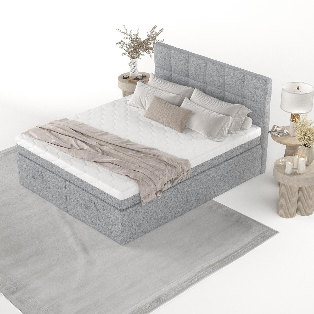 BOXBETT Elano 200/200 cm Grau im Riva Stoff - Schwarz/Grau, Holz/Holzwerkstoff (200/200cm) - AltaBeds