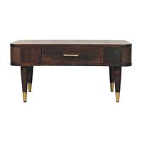 TISCH mit Samt-Mokka-Finish, 1 Schublade, dunkelbraun - Dunkelbraun/Goldfarben, Holz/Metall (55/85/41cm) - Artisan Furniture