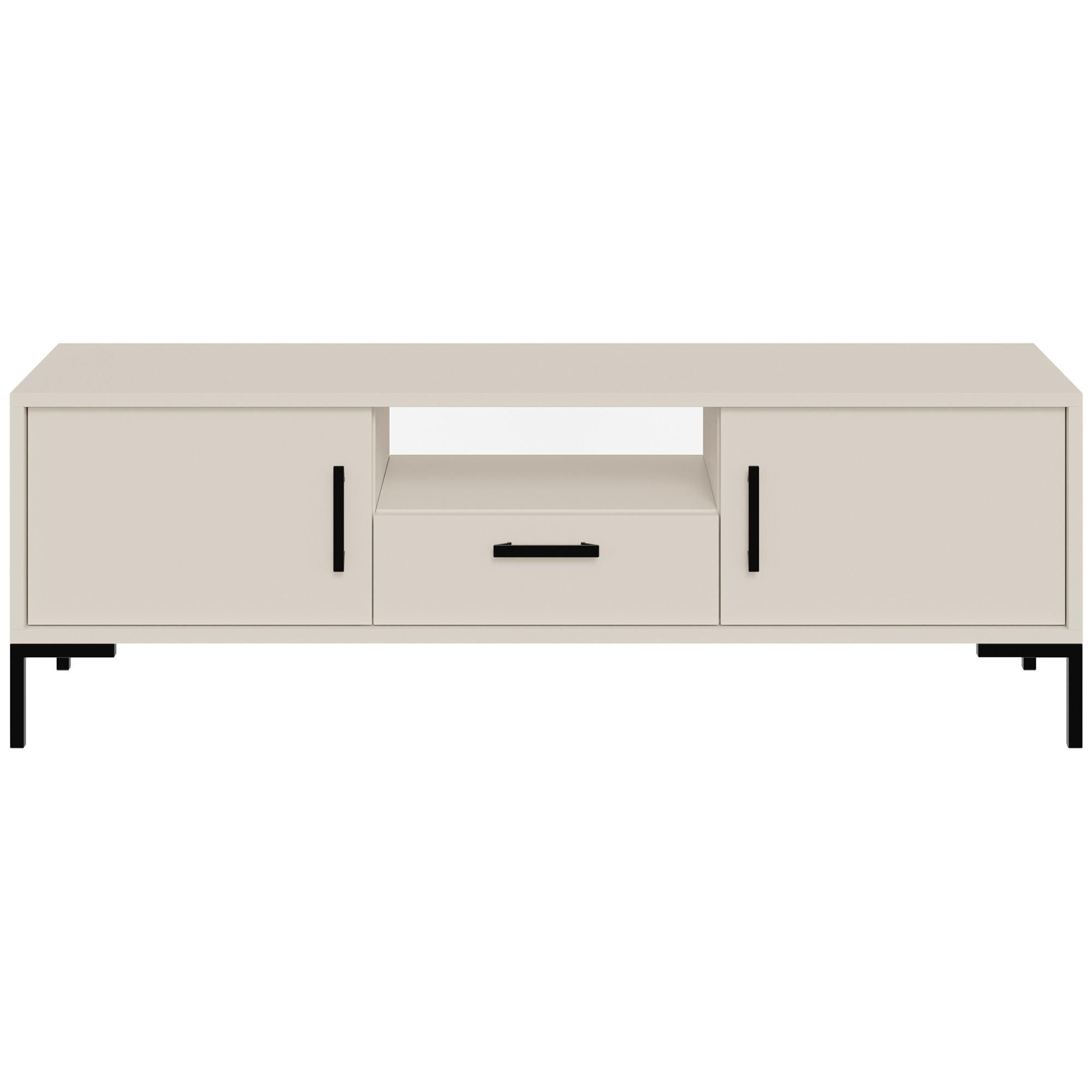 LOWBOARD Selena mit 2 Türen und Schublade, Metallfüße, Selbstschließer, Kaschmir, 150 cm - Kaschmir/Schwarz, Holzwerkstoff/Metall (150/47/40cm) - Beautysofa