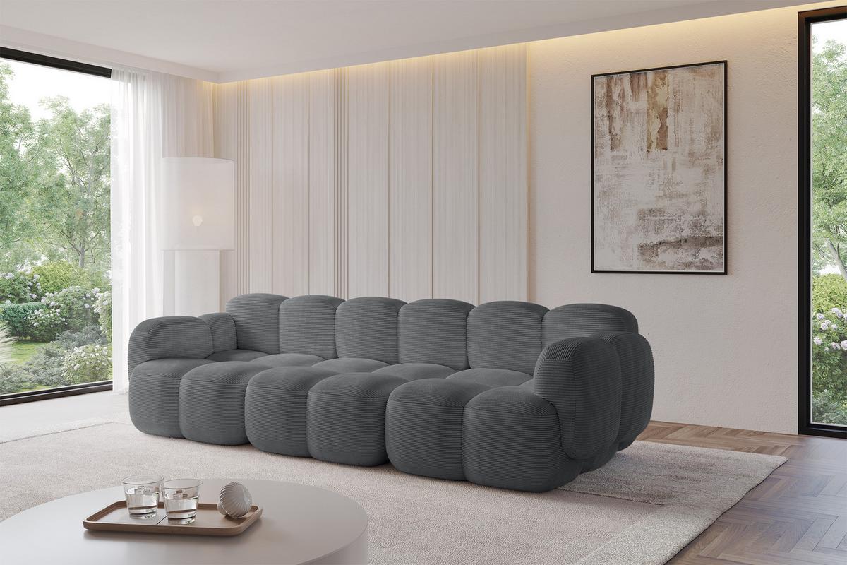 3-SITZER modulares Sofa Miko-S2 300x118x75 cm Dunkelgrau Cord - Graphitfarben/Schwarz, Holzwerkstoff/Kunststoff (300/75/118cm) - ALTDECOR