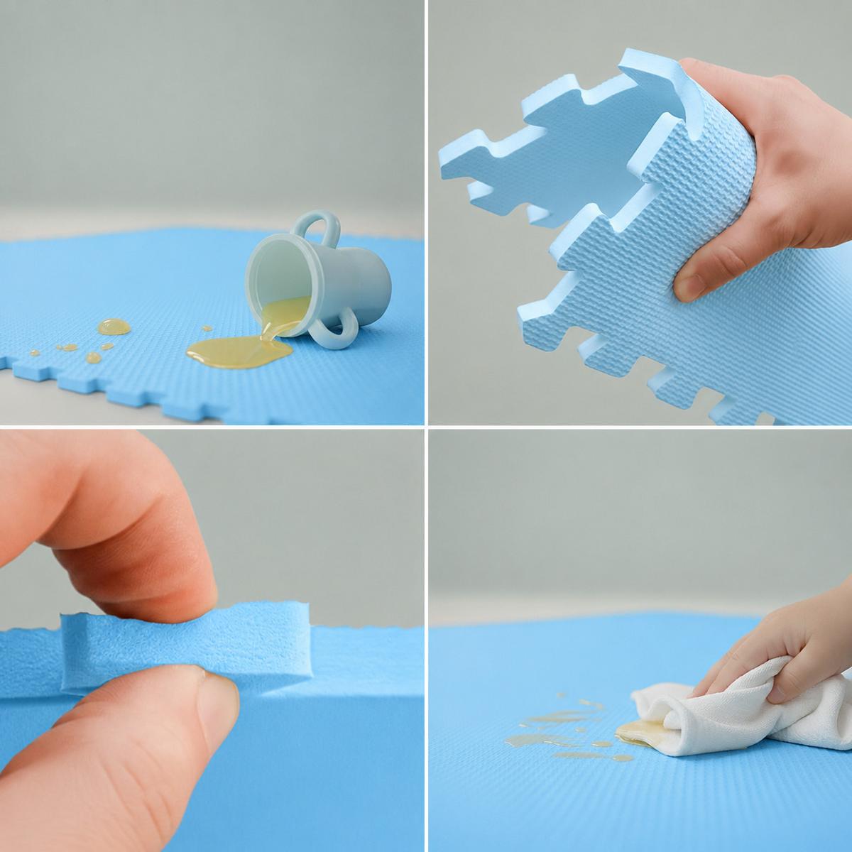 SPIELMATTE ab Null 90 cm Baby Puzzlematte Hellblau - Blau, Kunststoff (30/30cm) - Littletom