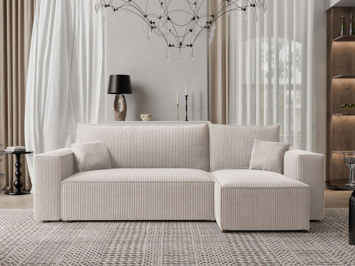 ECKSOFA Adara Mit Schlaffunktion - Weiß, Holzwerkstoff/Textil (145/244cm) - Fun Möbel