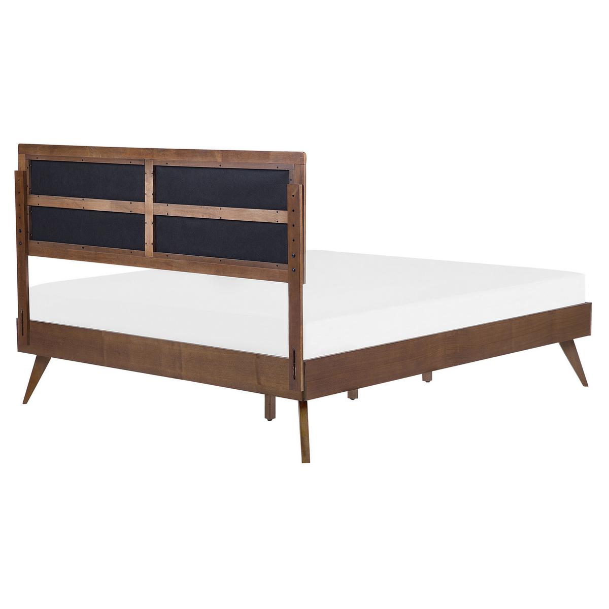 HOLZBETT 160/200cm Dunkler Holzfarbton Poissy - Dunkelbraun, Holzwerkstoff/Textil (160/200cm) - Beliani