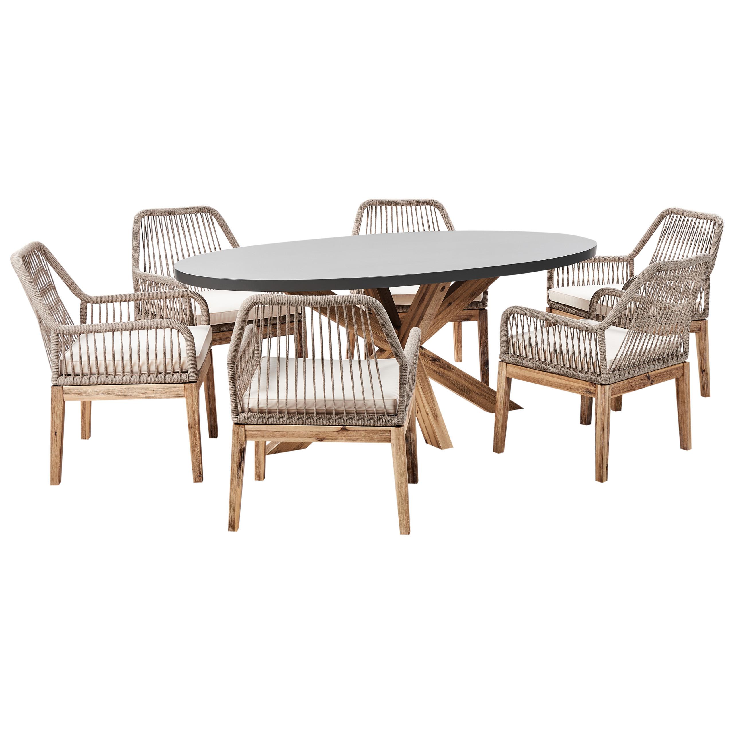 GARTENMÖBEL-SET 6-Sitzer Grau Oristano - Hellbraun/Beige, Stein - Beliani